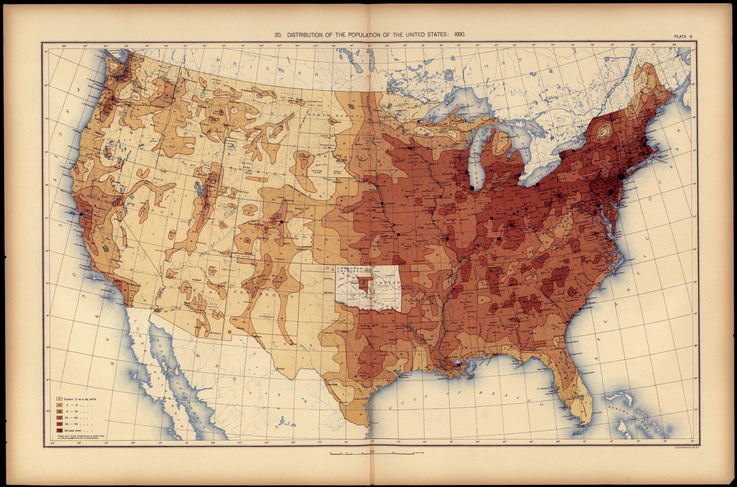 Distribution of the population of the United States: 1890